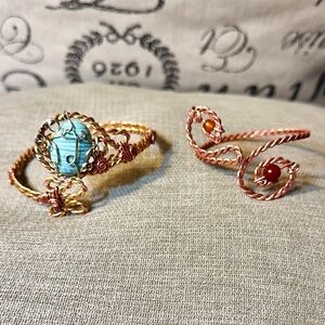 Elegant Copper and Turquoise Wire Wrapped Jewelry Set